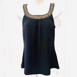 Michelle Antonelli-Women's Medium Sleeveless Pull On Stretch Black/Gold Bead/Seq